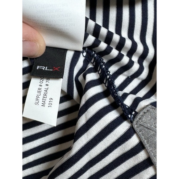 RLX Ralph Lauren Mens Size Large Black White Stripe Performance Golf Polo Shirt - Picture 7 of 11